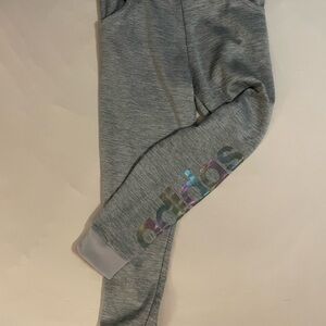 Adidas Kids Gray Joggers with Multicolor Logo